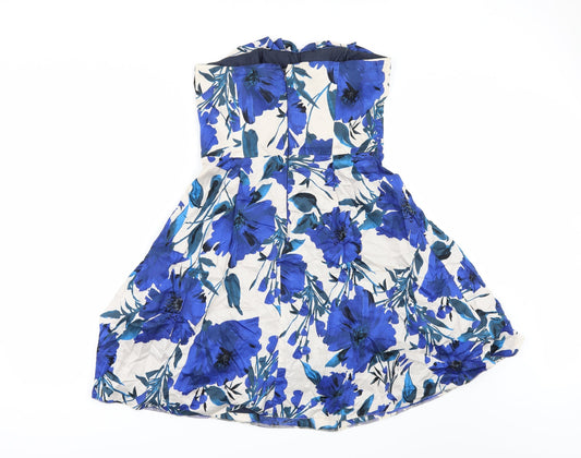 Dorothy Perkins Womens Beige Floral Fit & Flare Size 12 - Strapless