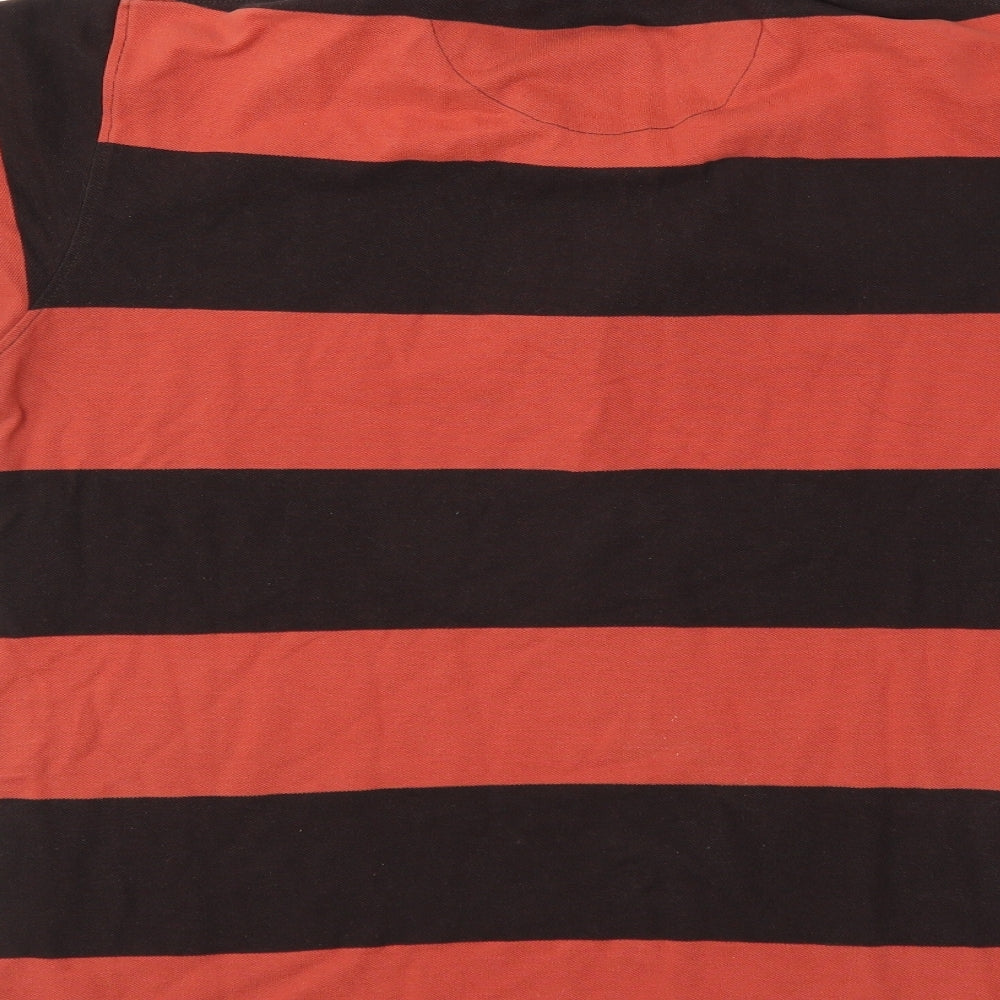 Ruggers Mens Brown Striped Polo Size M