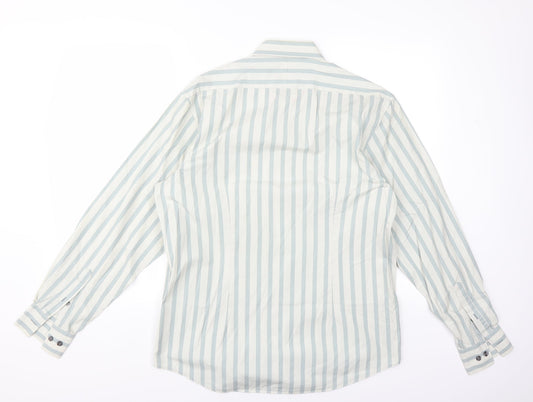 Mens UK Size M Jeff & Co Green Button-Up Long Sleeve Casual Shirt