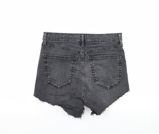 Topshop Womens Grey Denim Hot Pants Shorts Size 30 in - Distressed