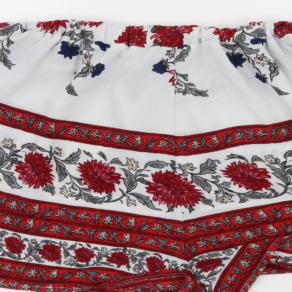 Love & Other things Womens White Floral Hot Pants Shorts Size L