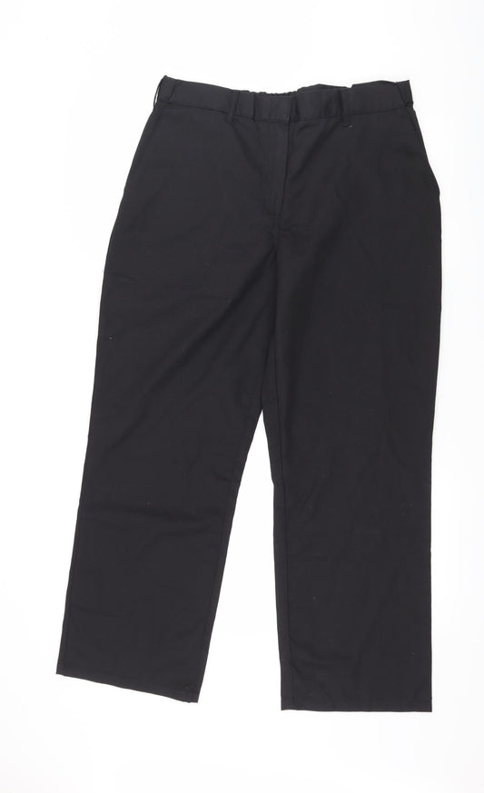 Womens UK Size 14 Preworn Regular Fit Black Trousers