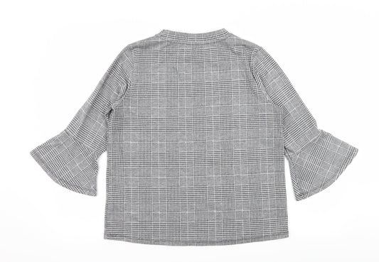 H&M Womens Grey Check Jersey Pullover Sweatshirt Size M