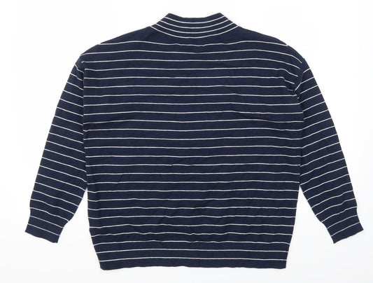Marks and Spencer Mens Blue Striped Pullover Jumper Size S