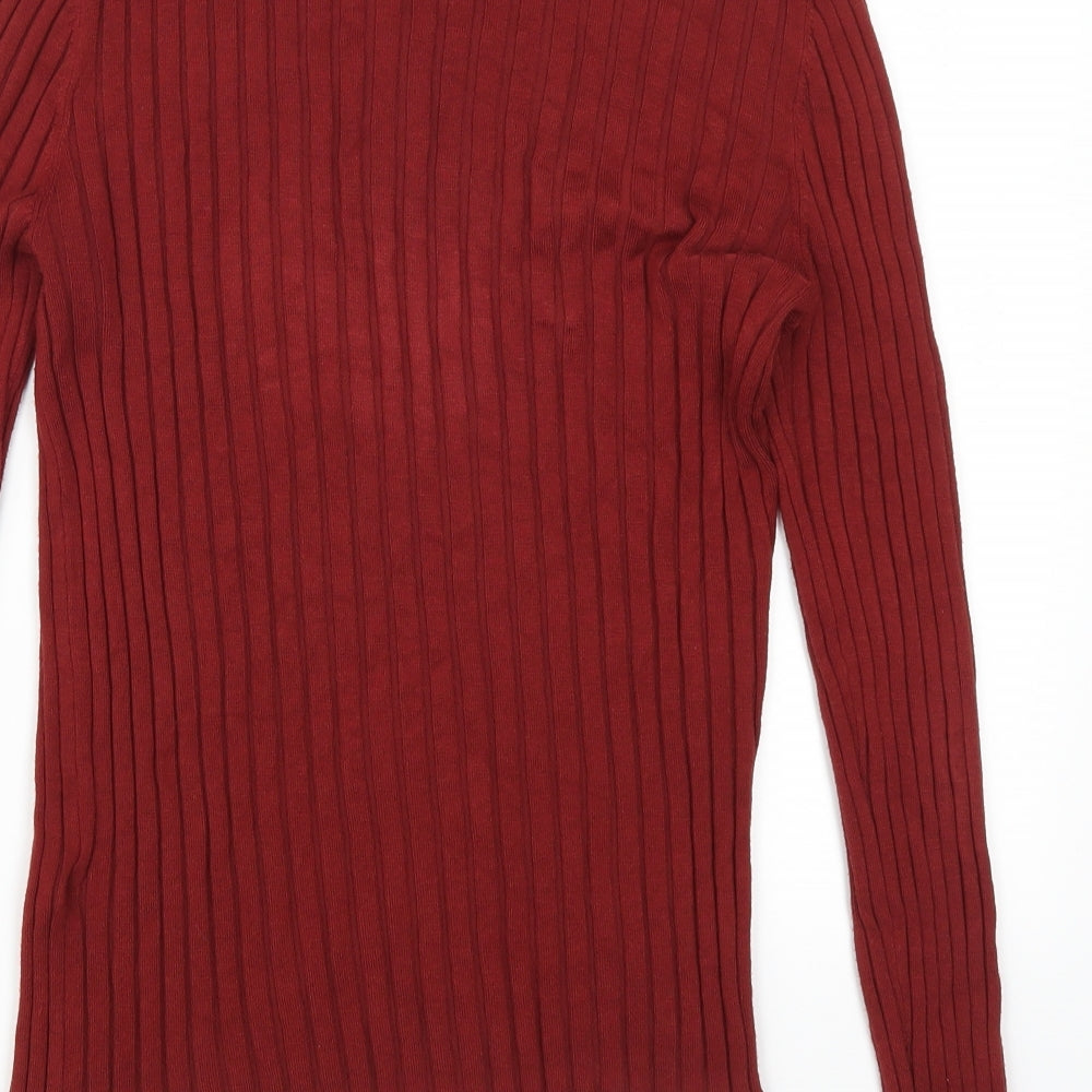 Brand and care label for Miss Selfridge women’s red jumper, size UK 16