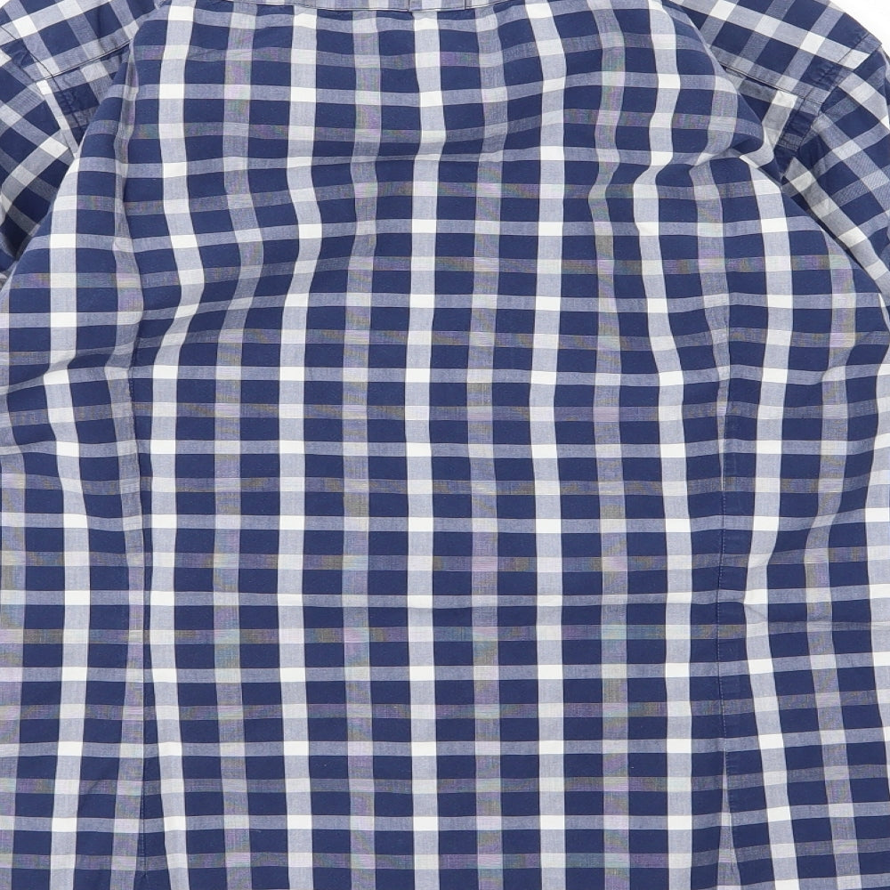 AR Red Mens Blue Striped Woven Button-Up Size XL