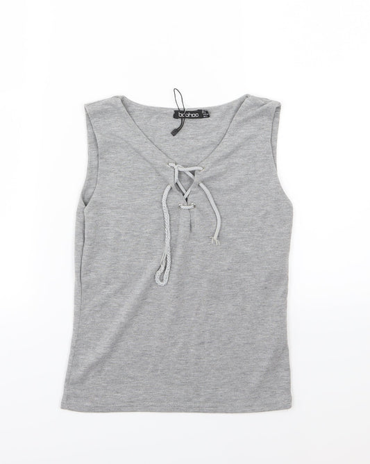 Womens UK Size 6 Boohoo Grey Basic Tank