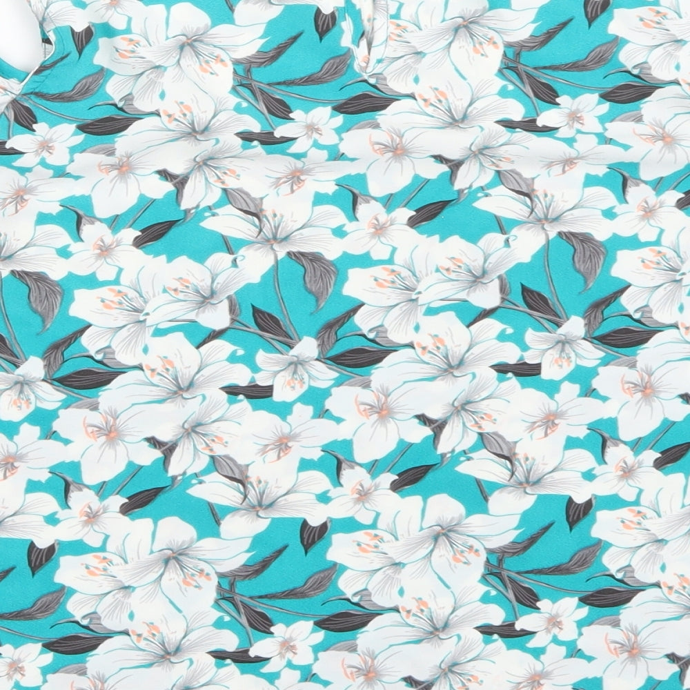 Miss Selfridge Womens Green Floral Basic T-Shirt Size 12