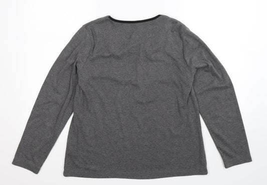 BM Womens Grey Floral Jersey Pullover Jumper Size M