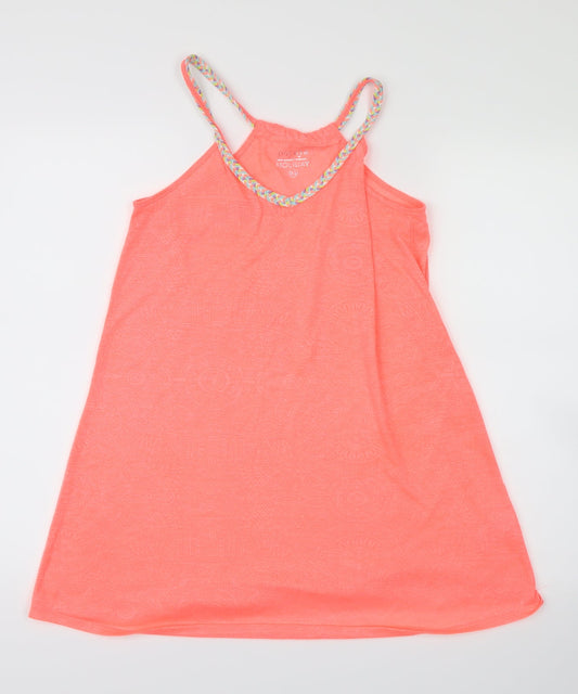 Additional front view of Papaya women’s pink geometric basic tank, size XS, - neon