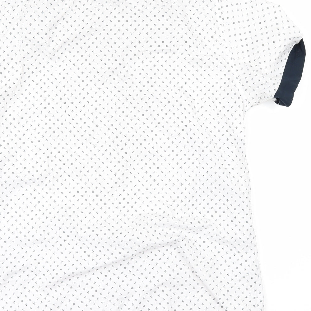 Mens UK Size L New Look White Button-Up Short Sleeve Casual Shirt