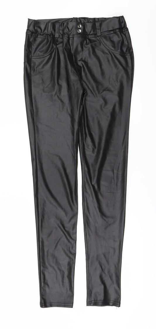 Womens UK Size S Preworn Regular Fit Black Trousers