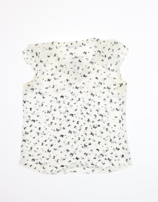 Atmosphere Womens White Animal Print Basic Blouse Size 12