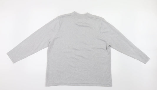 Bm collection Womens Grey Geometric Knit Pullover Jumper Size L
