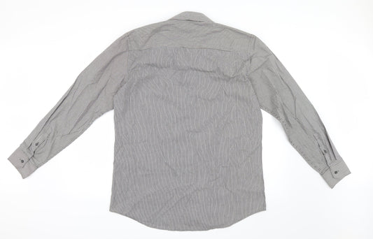 Mens UK Size 16 NEXT Grey Button-Up Long Sleeve Casual Shirt