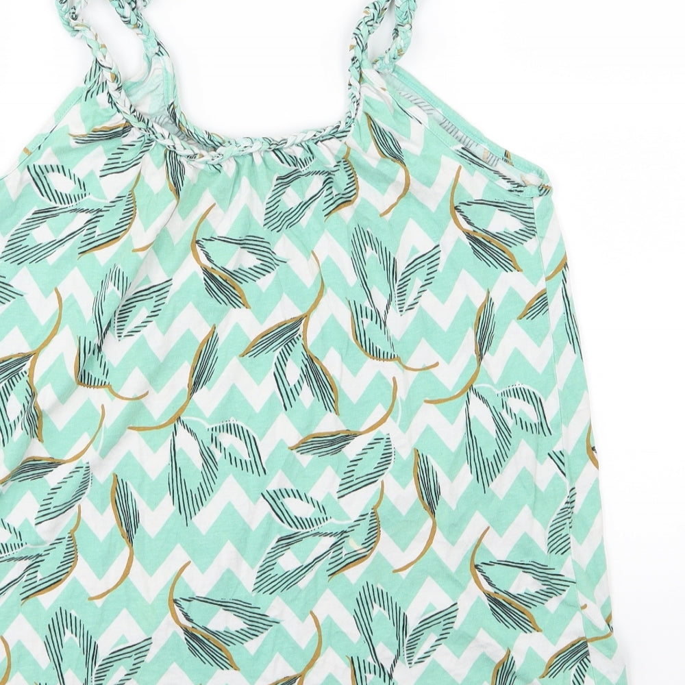 TU Womens Green Geometric Jersey Basic Tank Size 10