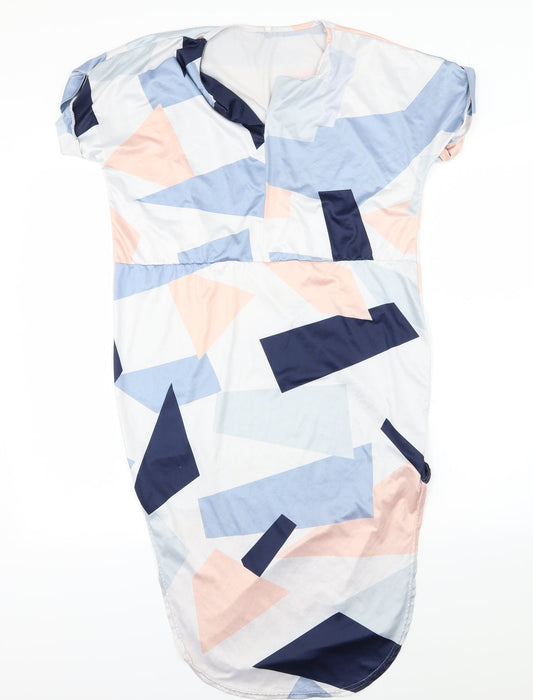 Additional front view of women’s multicoloured geometric t-shirt dress, size S