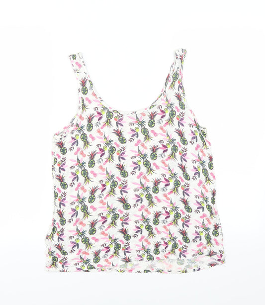 George Womens White Basic Tank Size 10 - Tropical Print