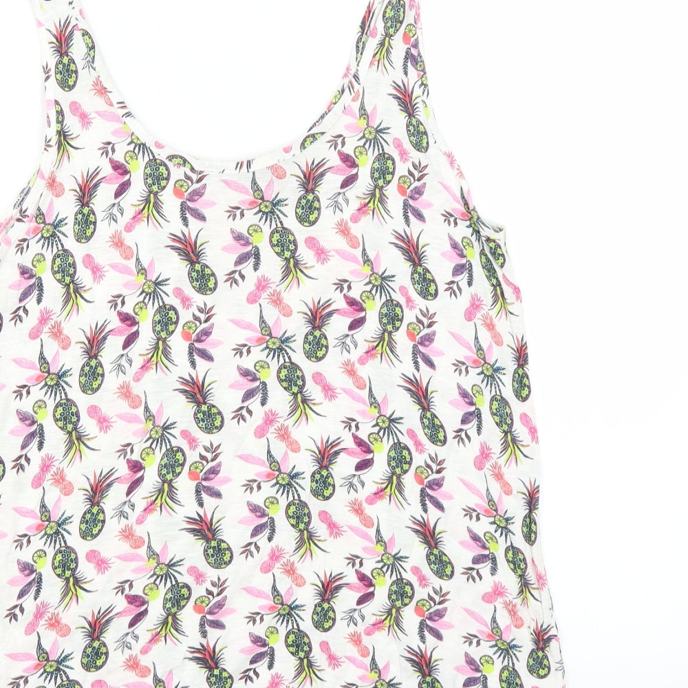 George Womens White Basic Tank Size 10 - Tropical Print