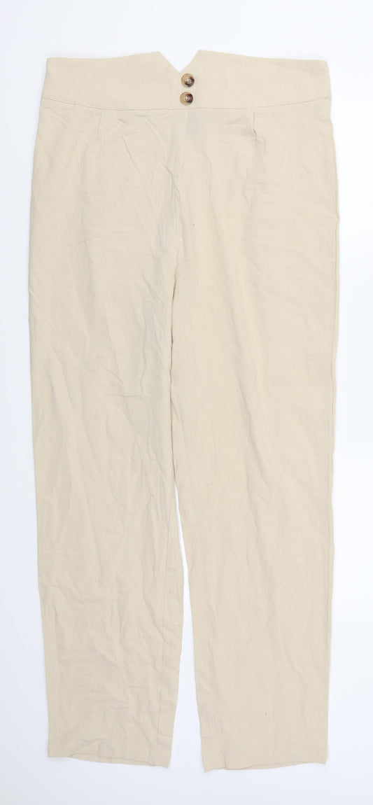 Womens UK Size XL SheIn Regular Fit Beige Trousers
