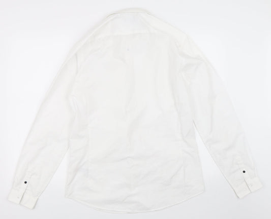 Mens UK Size M New Look White Button-Up Long Sleeve Casual Shirt
