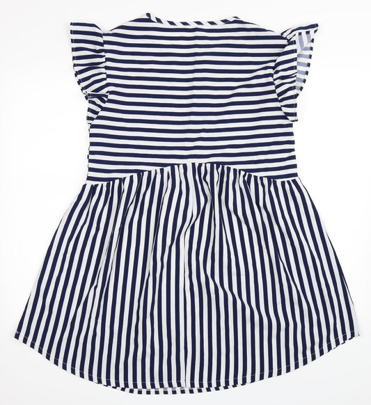 SheIn Womens Blue Striped Skater Dress Size M