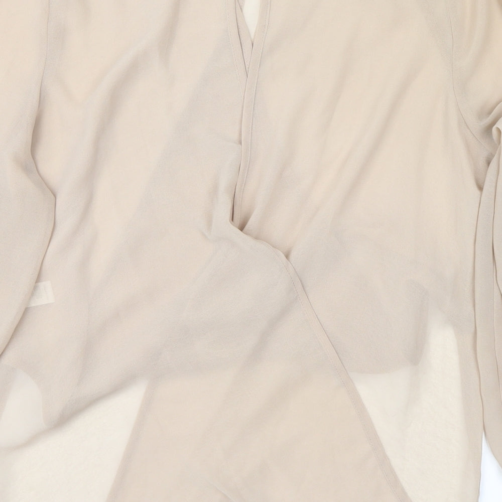 Womens UK Size 8 Topshop Beige Wrap Blouse