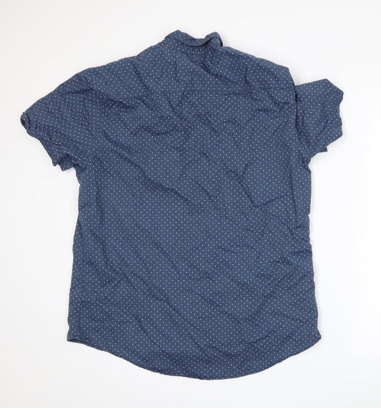 F&F Mens Blue Polka Dot Button-Up Size XL