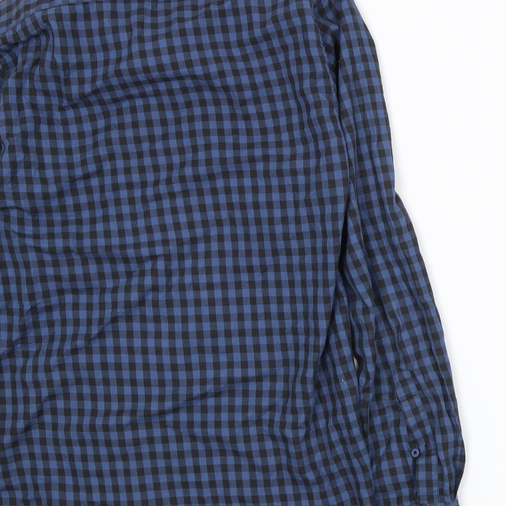Seed Mens Blue Check Button-Up Size M