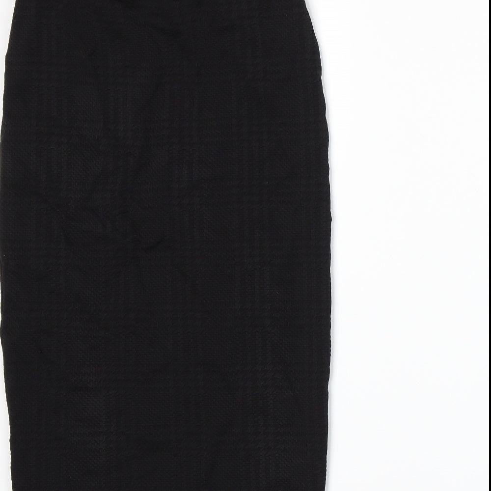 Brand and care label for Forever 21 women’s black houndstooth straight & pencil skirt, size M