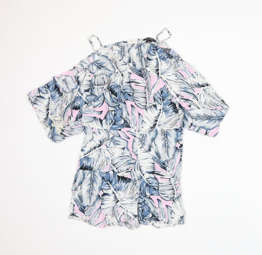 Additional front view of Miss Selfridge women’s black floral a-line, size UK 10