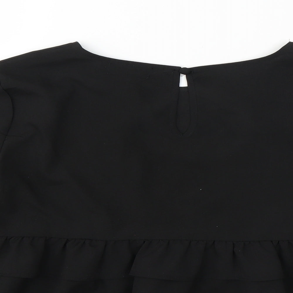 PRETTYLITTLETHING Womens Black Basic Blouse Size 10 - CROPPED
