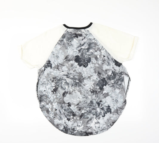 River Island Womens Grey Floral Basic Blouse Size 10 - open sides