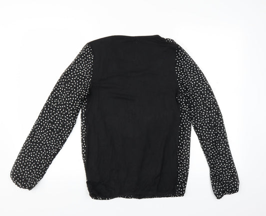 George Womens Black Geometric Basic Blouse Size 8