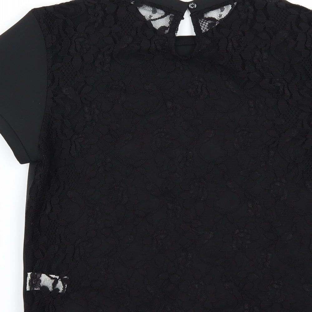 Primark Womens Black Tunic Blouse Size 8 - LACE BACK
