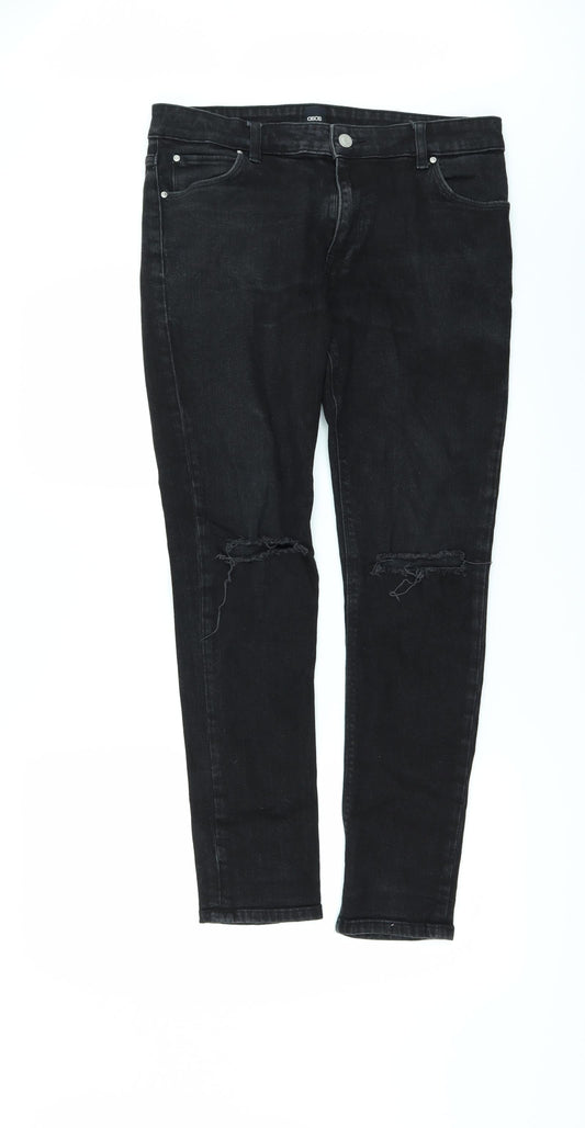 Womens UK Size 32 ASOS Regular Fit Skinny Black Jeans