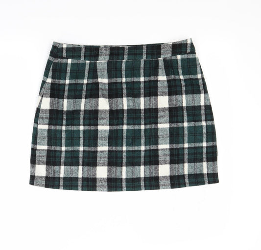 George Womens Green Check Fleece Maxi Skirt Size M