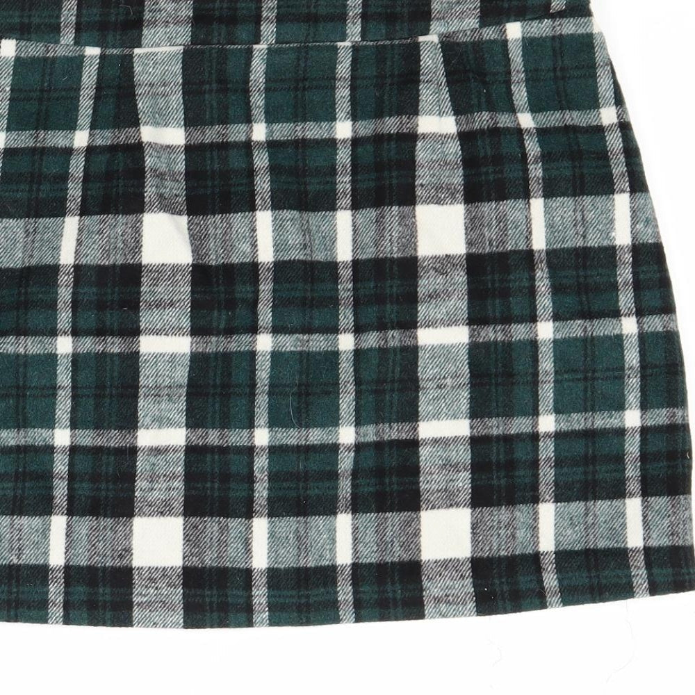 George Womens Green Check Fleece Maxi Skirt Size M