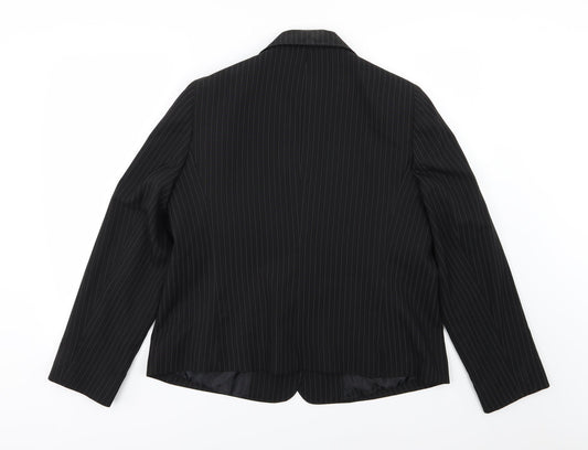 Papaya Womens Black Striped Rayon Jacket Suit Jacket Size 18