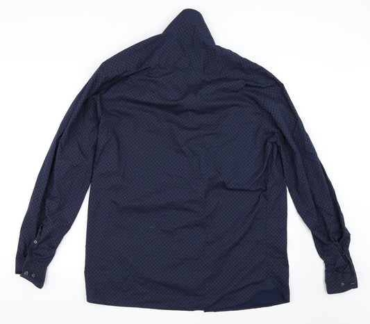 Atlantic Bay Mens Blue Button-Up Size L