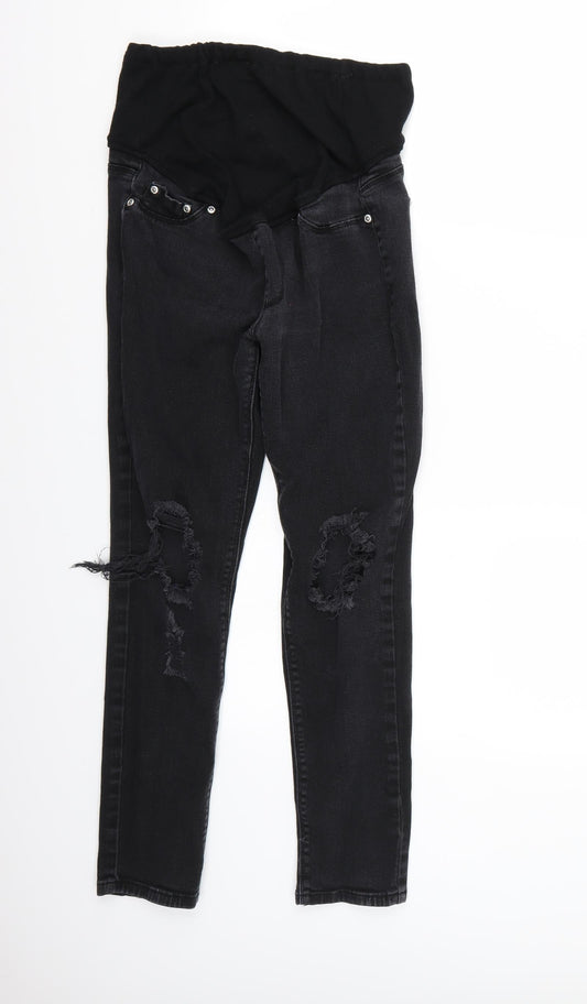 Additional front view of Boohoo women’s black skinny jeans, size UK 12, 26-inch leg
