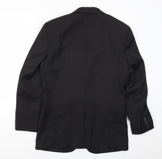 Greenwoods Mens Black Striped Jacket Suit Jacket Size 38
