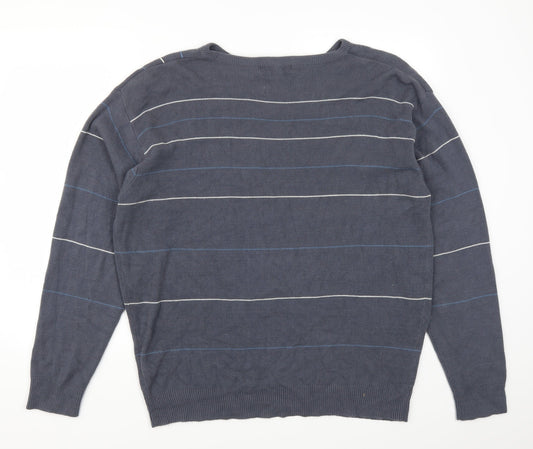Officers Club Mens Blue Striped Pullover Jumper Size XL