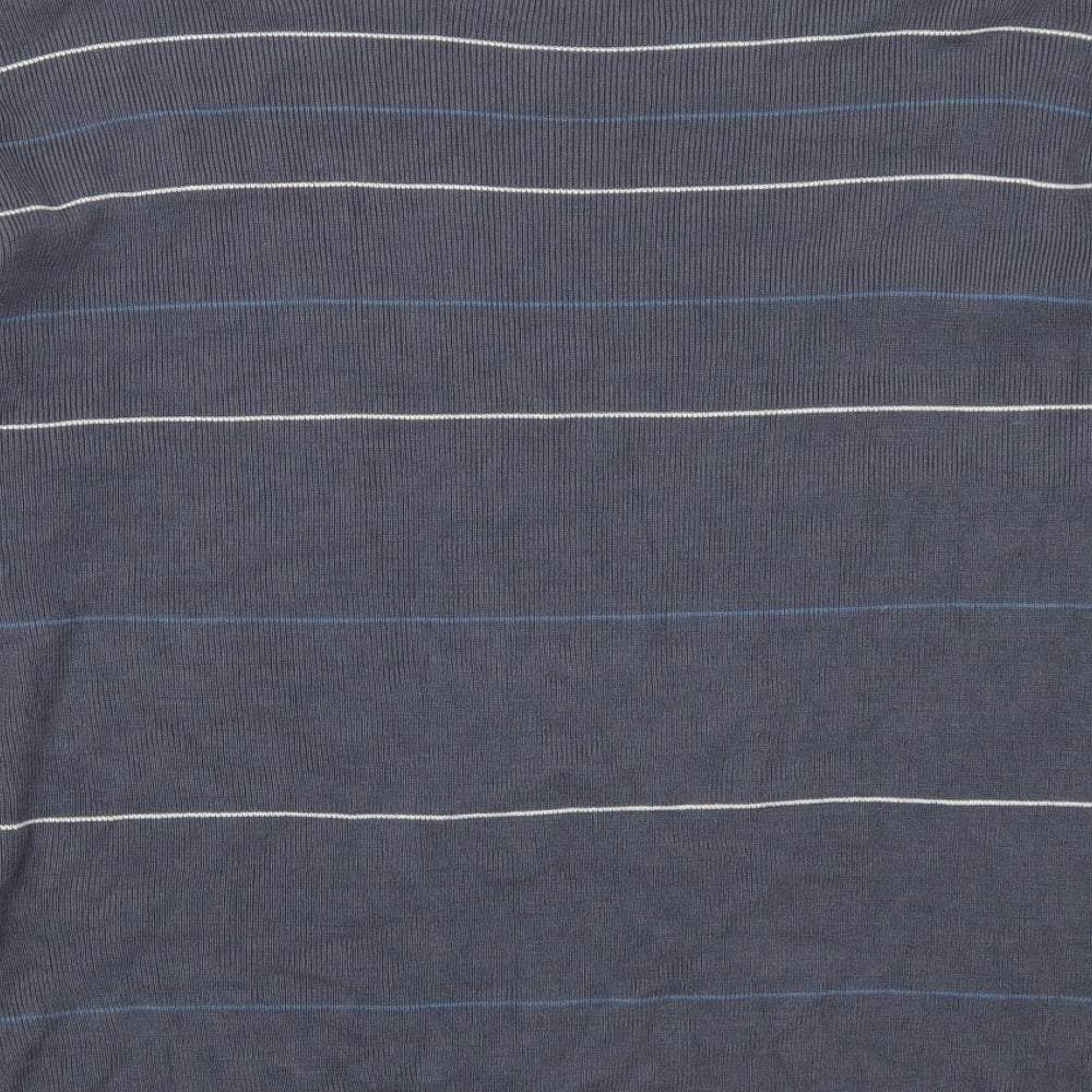 Officers Club Mens Blue Striped Pullover Jumper Size XL