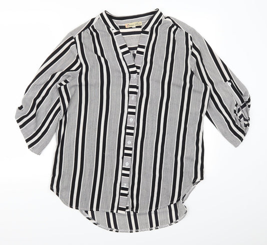 Cameo Rose Womens Grey Striped Basic Button-Up Size 10