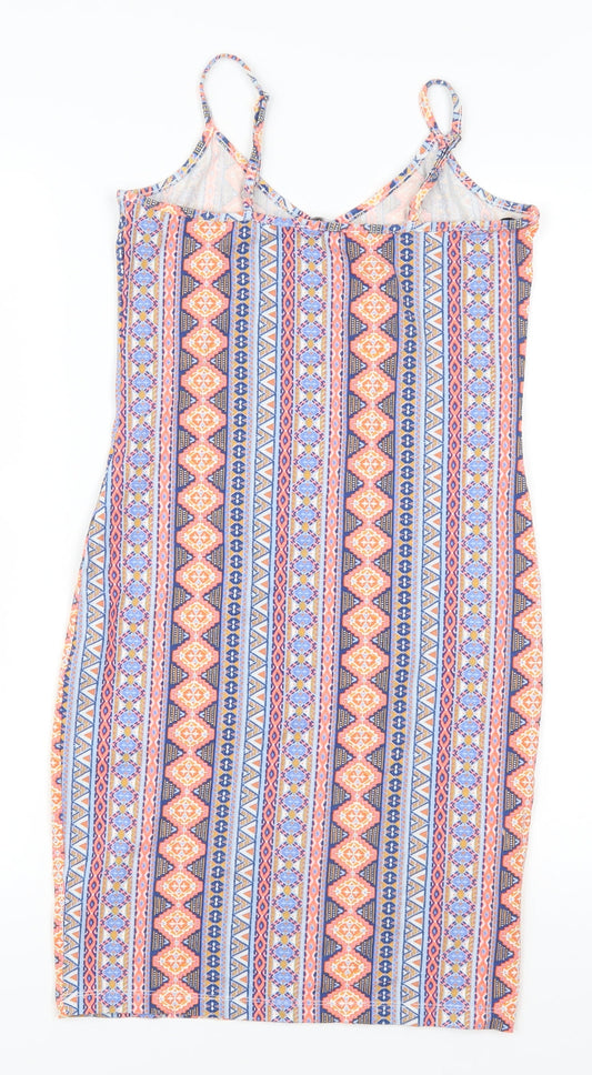 New Look Womens Blue Geometric Tank Dress Size 10