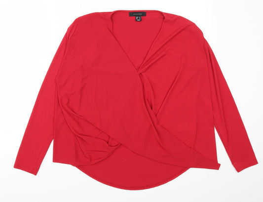 Additional front view of Atmosphere women’s red basic t-shirt, size UK 10