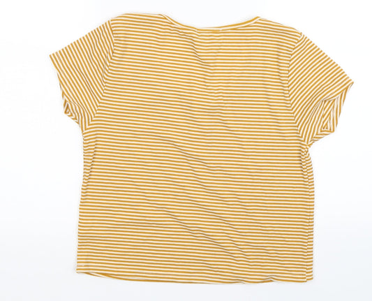 Primark Womens Orange Striped Basic T-Shirt Size 14