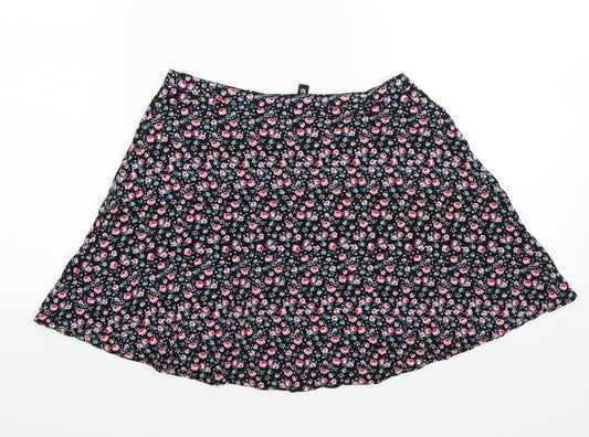 Divided Womens Black Floral  Flare Skirt Size 10
