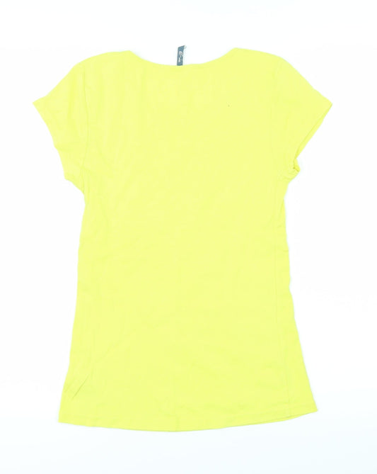 E-vie Womens Yellow Basic T-Shirt Size 10
